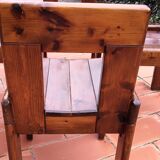 Brutalist Solid Pine Chairs Set of 4, 70s