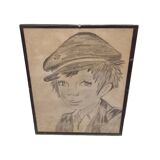 3 French Drawings Of Children, Mid 20th Century