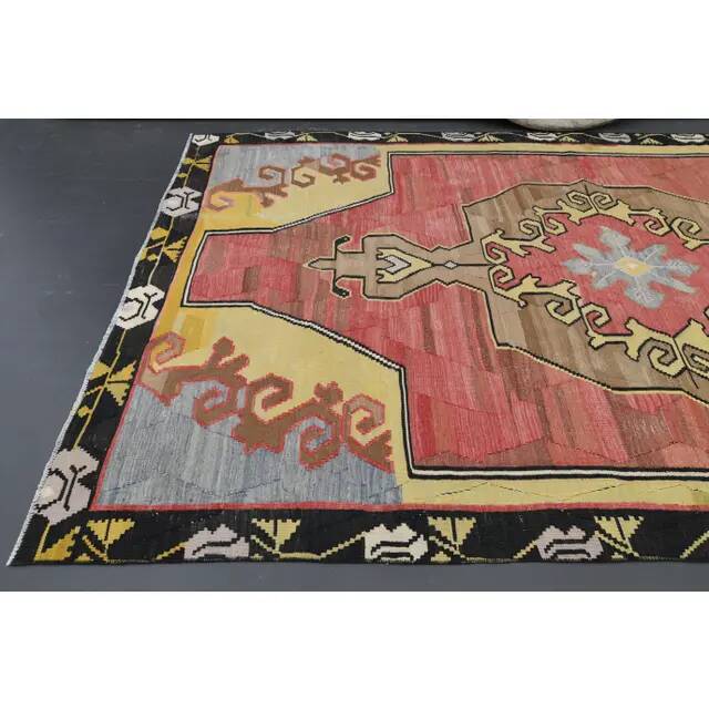 Vintage Turkish Oushak handmade wool cotton pink area rug 172x310