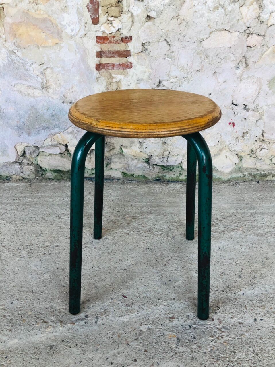 Vintage wood and metal stool circa 60's