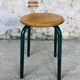 Tabouret bois et métal vintage circa 1960