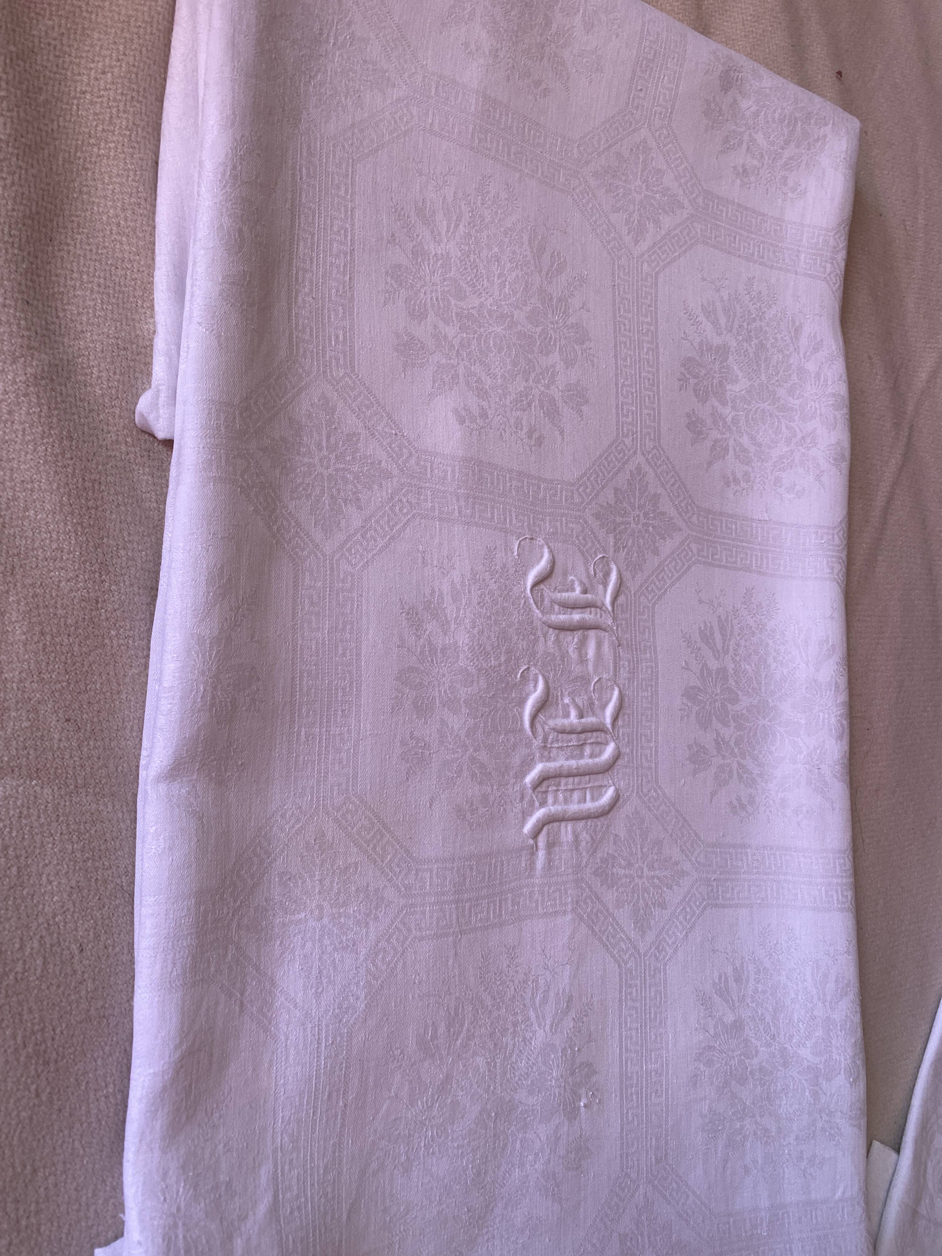 JM monoogram reception tablecloth