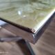 Vintage coffee table 70s chrome base and top resin effect marble green water