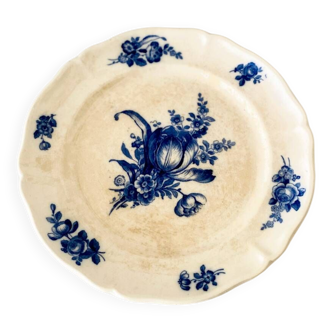 Large old earthenware plates Villeroy & Boch Mettlach 1897 blue floral decor
