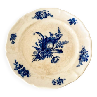 Large old earthenware plates terre de fer villeroy & boch mettlach 1897 blue floral decor