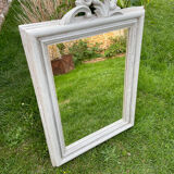Putty gray wood mirror