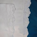 Duo of old pillowcases, AL monogram with buttons