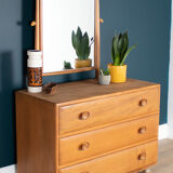 Vintage Restored Ercol Windsor Model 483 Vanity Chest Of Drawers With Mirror