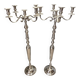 Pair of Large Candle Holders Candelabra Silver-Plated Metal