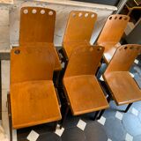 Series of 6 stackable industrial chairs, Roland Rainer for Emil & Alfred Pollak, ca 1950