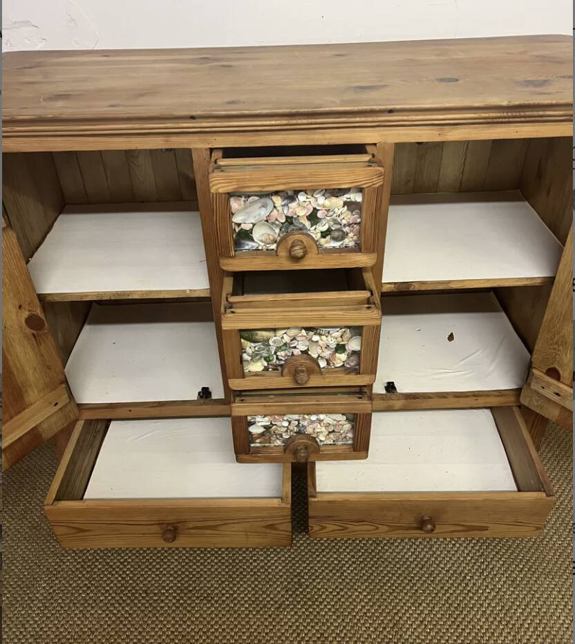 Vintage solid pitch pine chest of drawers