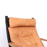 Ingmar Relling leather Siesta lounge chairs, Westnofa 1970s