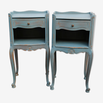 Pair of walnut chevets style Louis XV painted