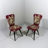 Set de 2 chaises d’appoint fleuries des années 1950