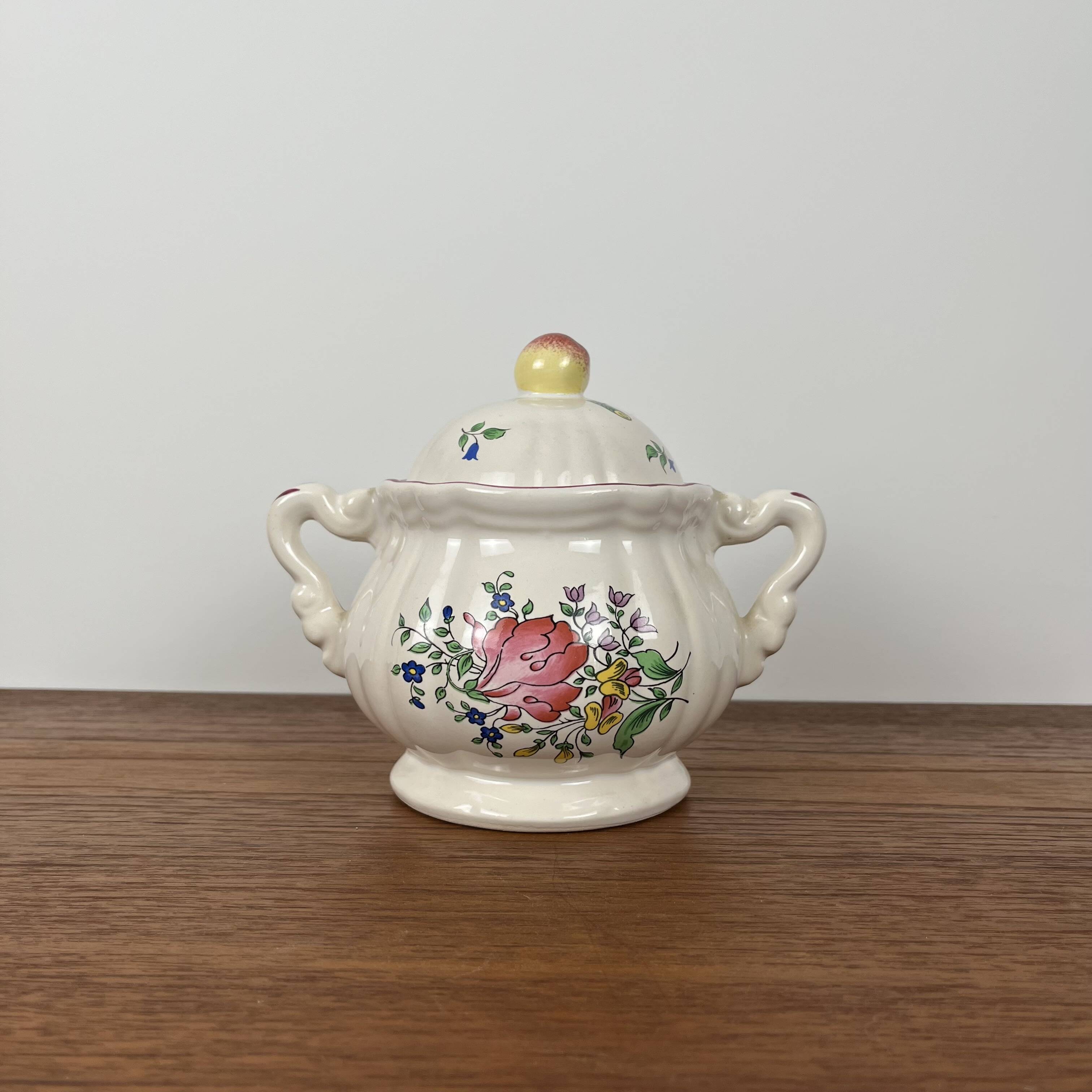 Antique Lunéville sugar bowl, Réverbère model, 1887