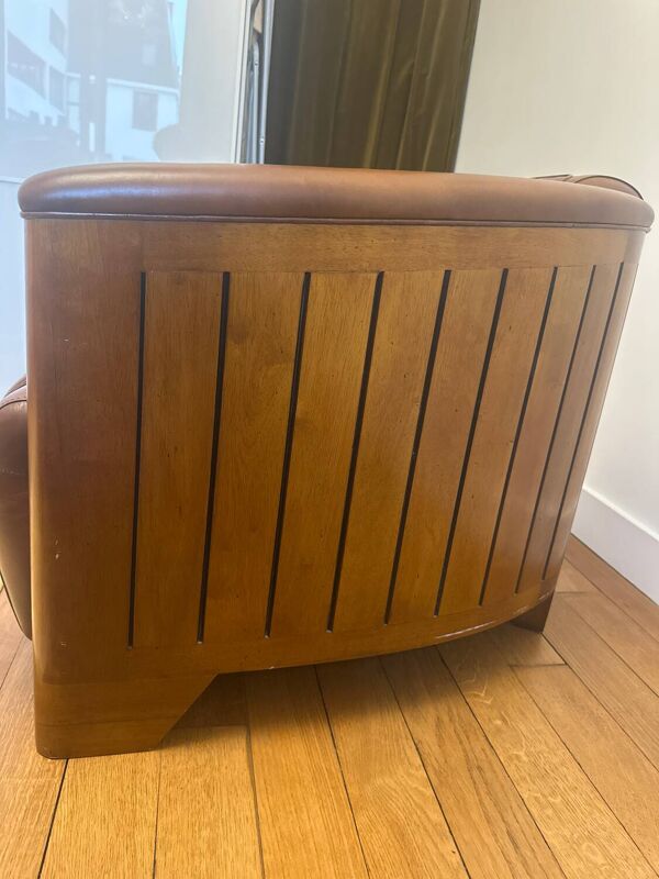 Fauteuil club cuir marron