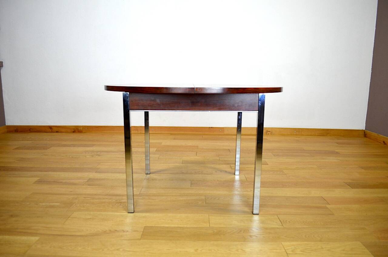 Table de repas en palissandre et chrome 1960