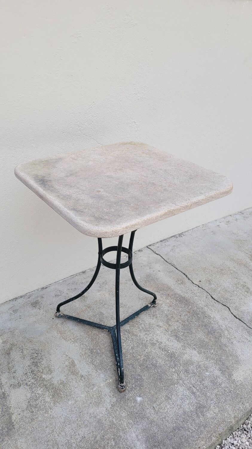 Parisian bistro pedestal table in antique marble
