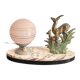Antique Art Deco table lamp in marble and pink glass featuring a deer.