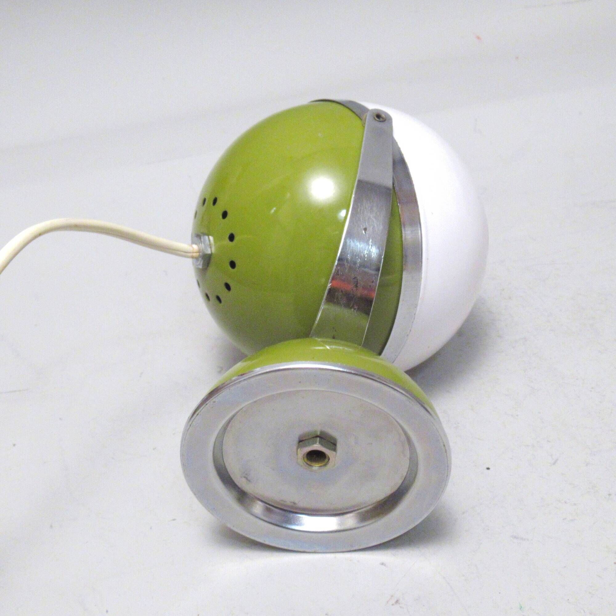 Lampe boule italienne blanc et kaki années 70