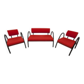 Sofa set with 2 designer armchairs 2001 red