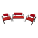 Sofa set with 2 designer armchairs 2001 red