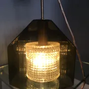 Carl Fagerlund for Orrefors smoked glass pendant lamp, 1960s
