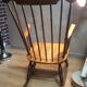 Brown and natural wood rocking chair 1970