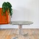 Round coffee table in smoked glass and chrome, star base, design, 1970.