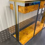 Steel and elm burl console circa 1970