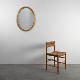 French Art Deco Oval gilded Mirror in Carved Wood, ca. 1920