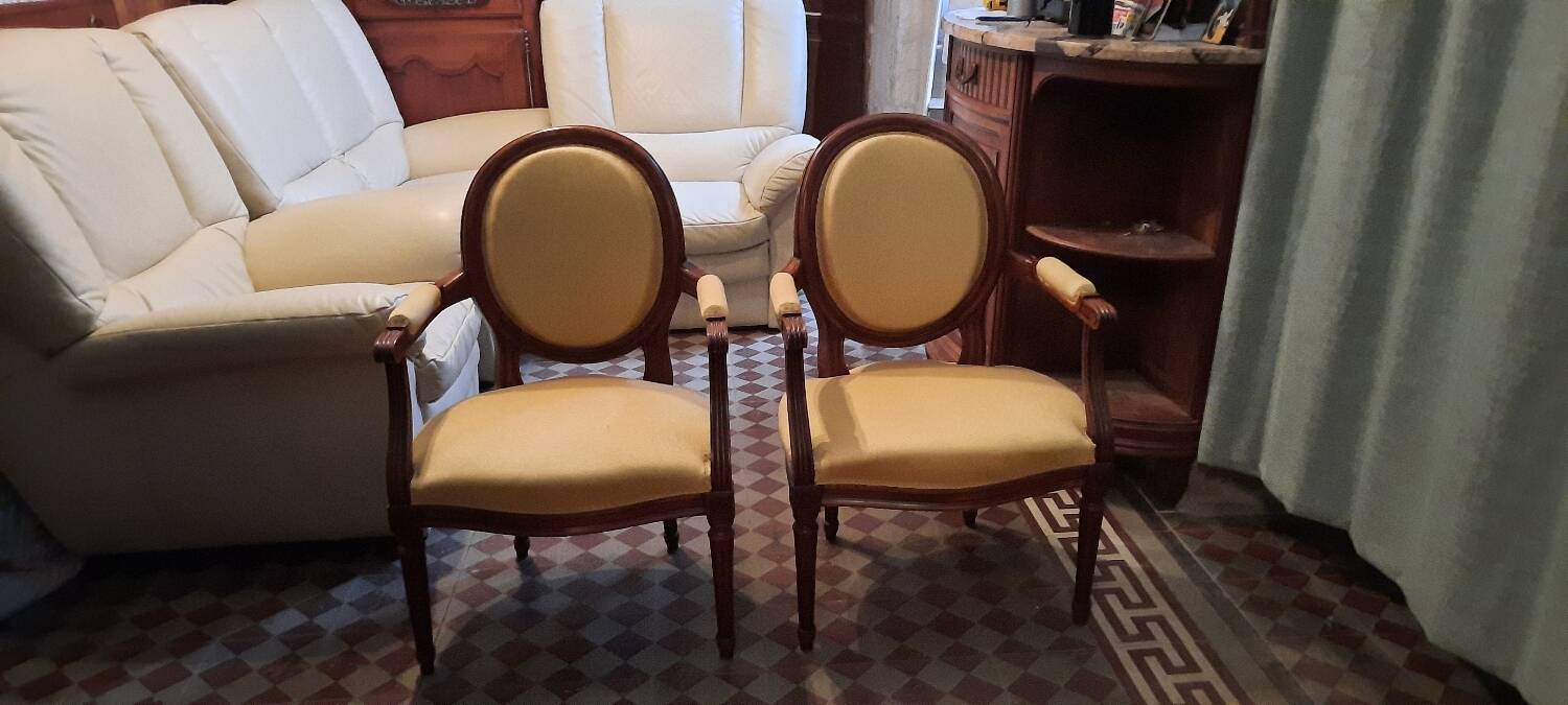 Paire de fauteuils style louis XVI