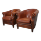 Vintage Dutch cognac leather club chair, 1970s, set of 2