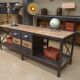 Industrial sideboard from metal and wood factory 1950