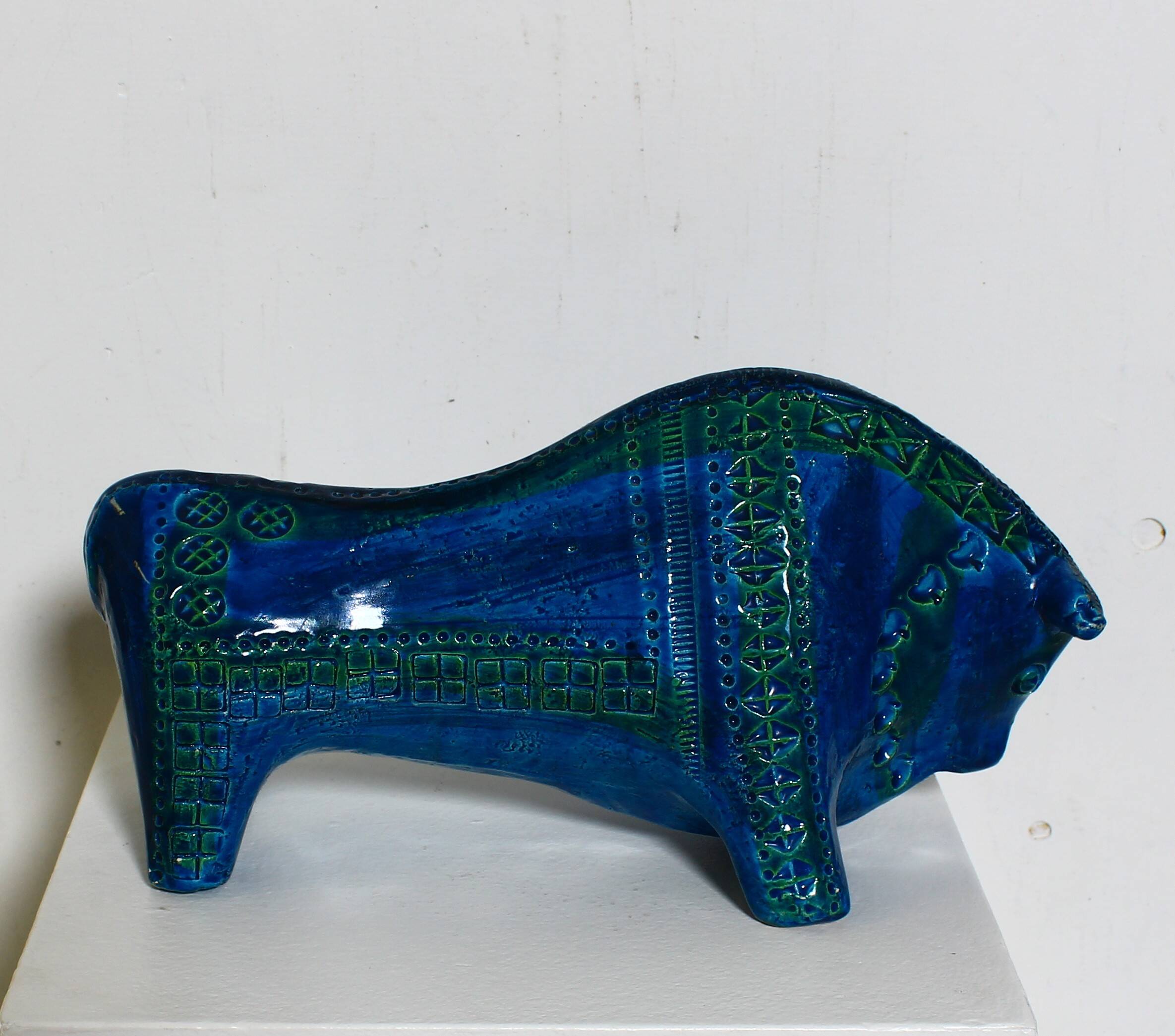 Aldo Londi Bitossi Rimini Taureau Bleu Italie, années 1960