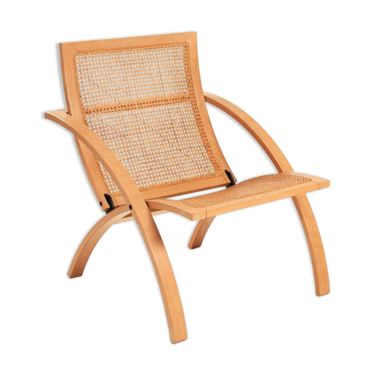 Gijs Bakker folding lounge chair rattan webbing for Castelijn, 1970s