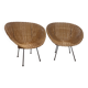 2 basket chairs in rattan from the 1950s