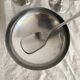 Stainless steel ice cream cups on foot with spoons