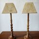 Pair of tall turned wooden lamps