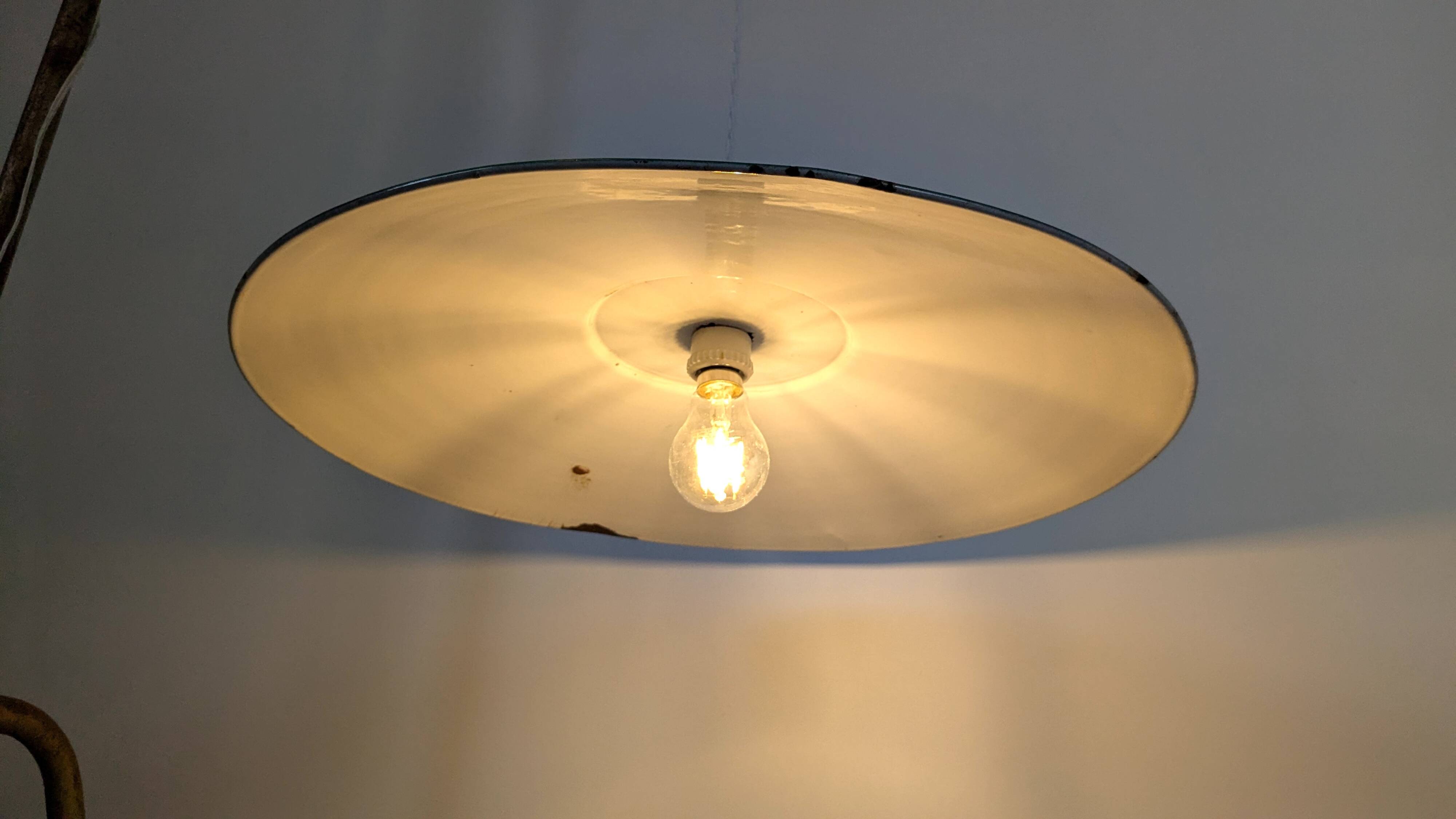 Large green industrial workshop pendant light 50 cm, ceramic socket