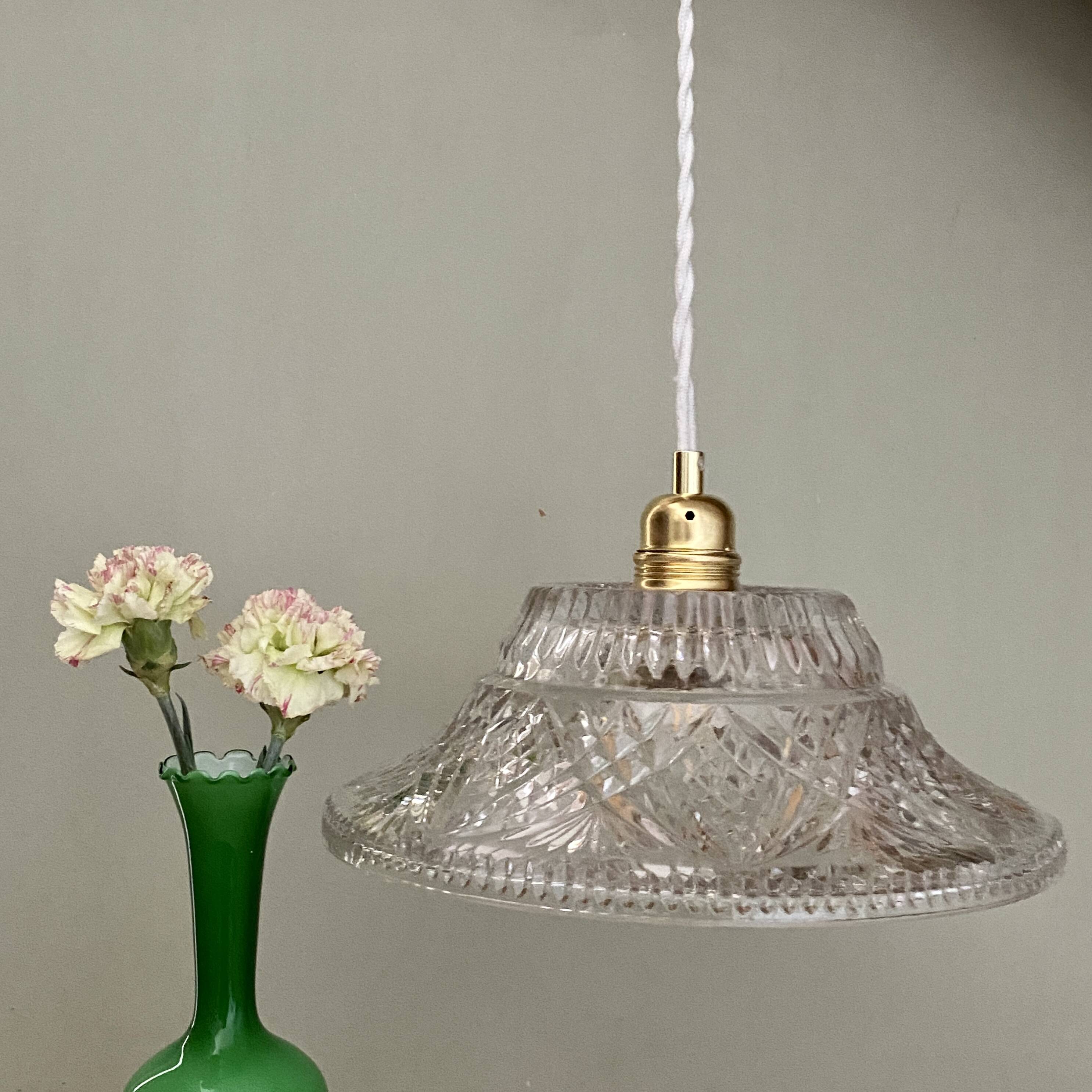 Vintage molded glass lampshade pendant light - tableware collection -