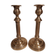 Pair of bronze torches or richly chiseled golden airain 19th century
