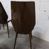 Suite de 6 chaises Baumann modèle 840 G2S finition acajou verni, 1963