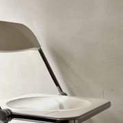 White folding chair & chrome Plia by G. Piretti for Castelli, 1970
