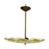 Brass and yellow glass hanging lamp