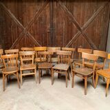 Series of 20 vintage mismatched bentwood bistro chairs