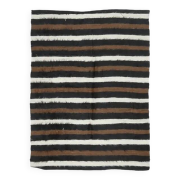 Vintage Turkish Oushak Handmade Wool Cotton Brown Kilim Area Rug 130x181