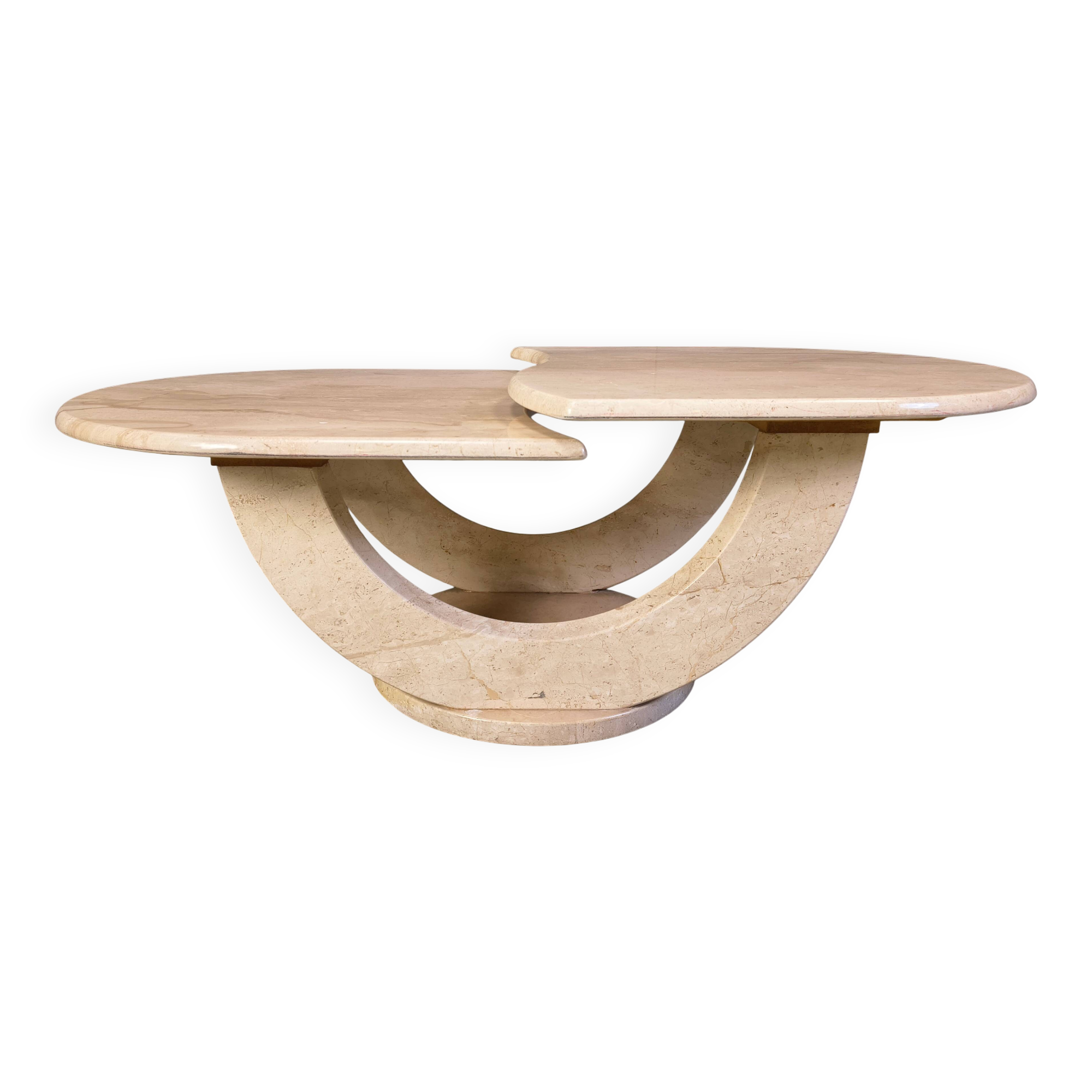 Vintage two tier travertine coffee table, 1970s