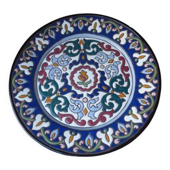 Old plate in faience blue decoration stamped A.Alvarez, serving dish, aperitif dish