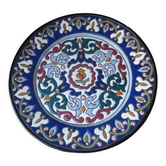 Assiette ancienne en faience décor bleu estampillé A.Alvarez, plat de service, plat apéritif